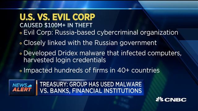 Treasury Department sanctions Russian cybercriminal group, Evil Corp.