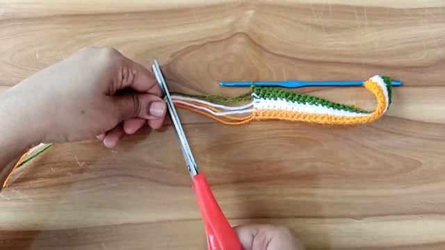 How to Crochet INDIA Flag Bracelet in Tamil | DIY Flag | easy to follow step by step - Eng Sub