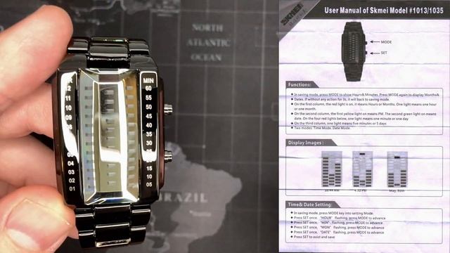 SKMEI LED "Alien" Binary 50m Watch - Review & Unboxing (1035 / SKMEI D-121B)