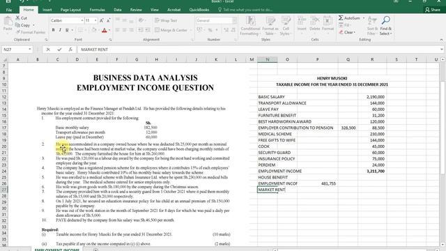 BUSINESS DATA ANALYSIS-TAXATION OF EMPLOYMENT INCOME-PART 1