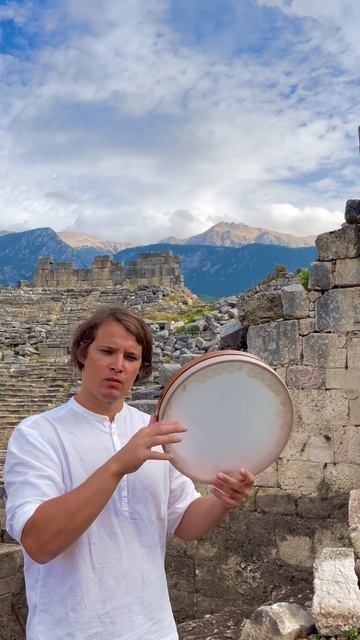 Playing on beautiful Azerbaijani gaval in handdance style coliseum in Tlos city️#framedrum