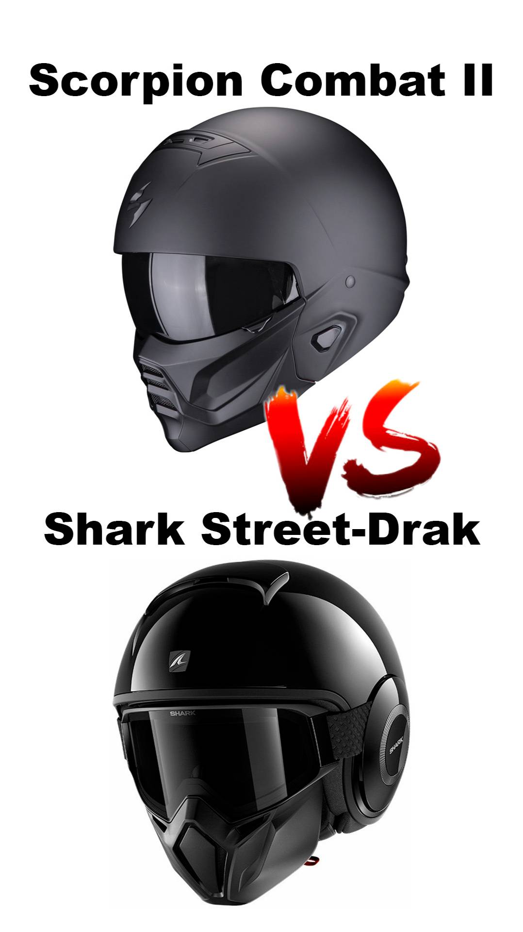 Мотошлемы Scorpion Combat II и Shark Street-Drak