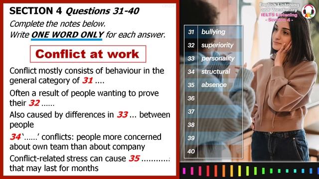 Cambridge IELTS Listening Practice | Section 4 | Conflict At Work