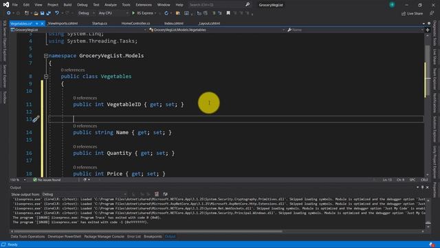 ASP.NET CORE MVC Tutorial | Grocery Vegetables List Project | Create Vegetables class in Models