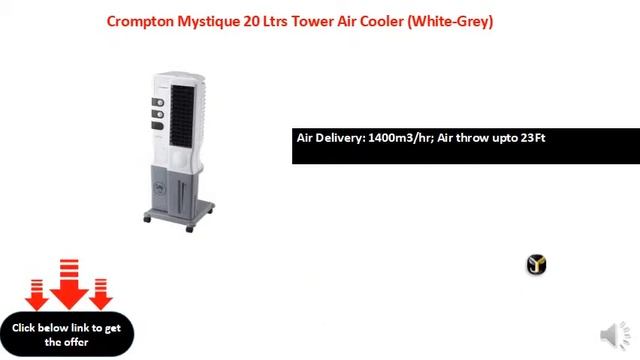 Crompton Mystique 20 Ltrs Tower Air Cooler (White-Grey)