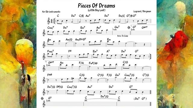 Pieces Of Dreams Legrand Backing track score for Eb alto instruments_270p_360p
