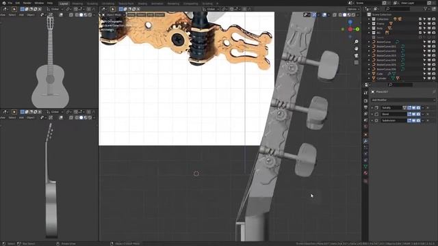 Classic Guitar | Modeling, Texturing - Blender 2.91 Timelapse
