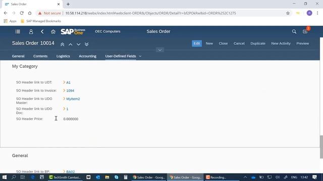 SAP BUSINESS ONE USER DEFINED FIELDS IN THE WEB CLIENT
