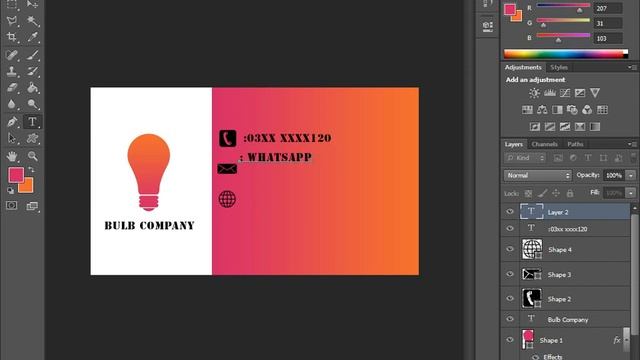 visiting card design for bulb company in adobe /photoshop Cs6/