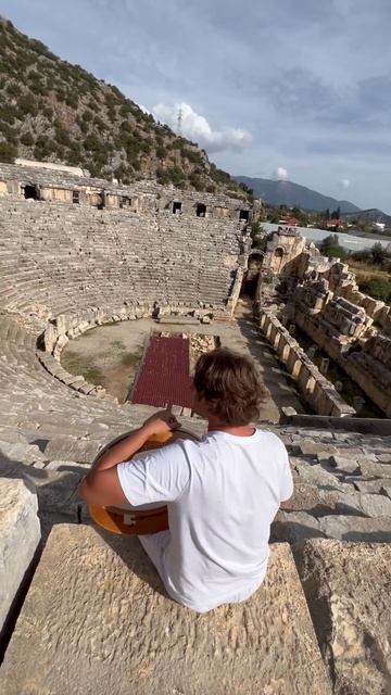 Drumming in ancient amphitheater in antique Lycian city Myra ️ #framedrum #bendir #def #sufimusic