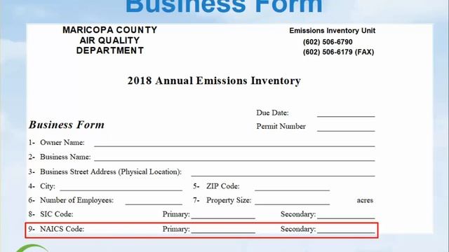 Emissions Inventory Training Video 2: Business Form