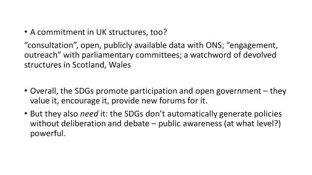 Webinar - The Sustainable Development Goals in the UK: priorities, processes, participation