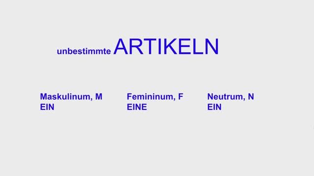 Artikeln Unbestimmte | Artikeln Maskulinum