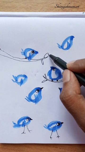 Bird painting easy ideas | fun painting #bird #funart  #youtubeshorts