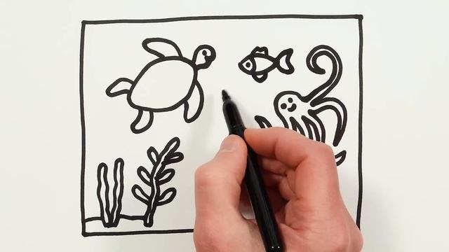 Whale Beluga Drawing, Painting and Coloring for Kids, Toddlers | How to Draw Sea Animals