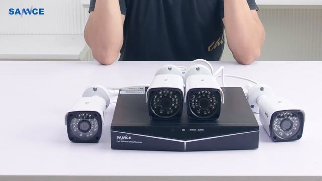 SANNCE  4CH 1080P PoE NVR HD Security Camera System with 4xHD 2.0 MP Weatherproof Bullet IP Cameras