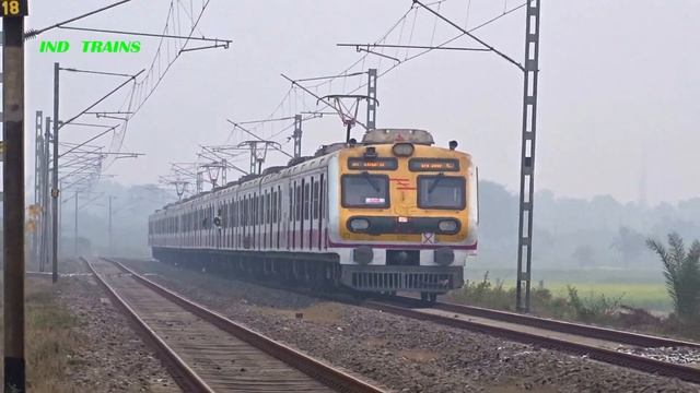 Back to back Super Speedy Lighting Old EMU & Modern Medha EMU Train in Huge Curve | Eastern Railway