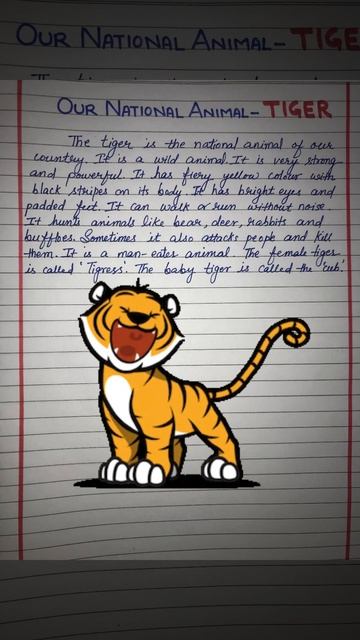 10 Lines on Tiger | Short Essay on Tiger | Our National Animal - Tiger #shorts #shortvideo