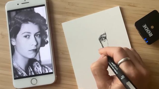 How to draw : drawing Queen Elizabeth face in 2 min | ASMR drawing | ASMR