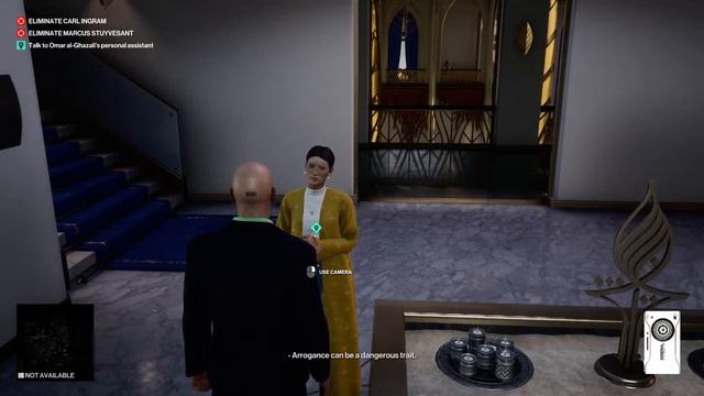 Hitman 3 - Talk to Omar al Ghazali’s Personal Assistant - Bird of Prey