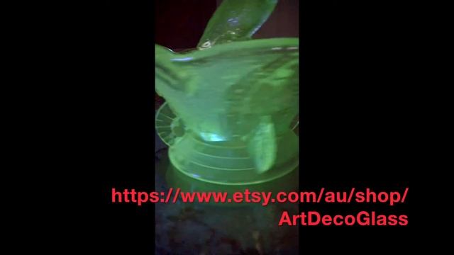 Rare Brockwitz Uranium Glass Kakadu (Cockatoo) Float Bowl Set