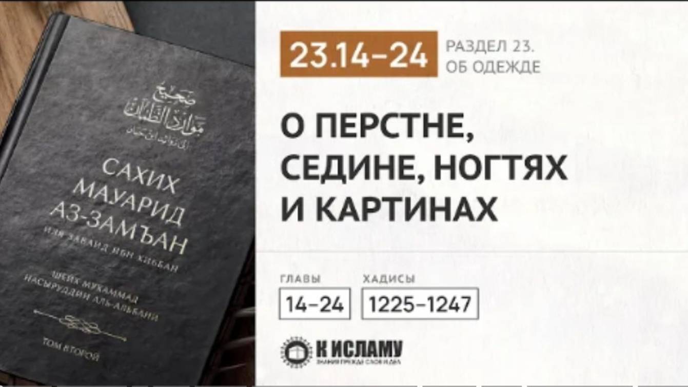 Главы 23.14—23.24. О перстне, седине, ногтях и картинах. Хадисы 1225—1247. Сахих Мауарид аз-Замъан