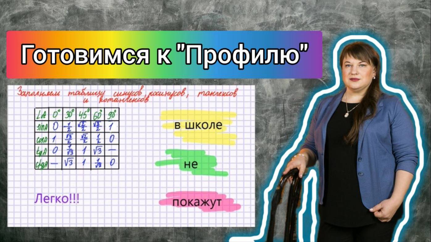 Заполняем таблицу синусов, косинусов, тангенсов и котангенсов. Готовимся к "Профилю".