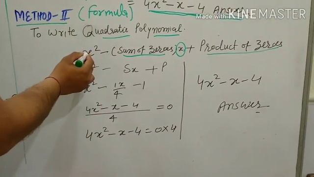 10TH CH-2 Ex.2.2/Q.2 Find quadratic poly. given numbers as sum and product of zeroes respectively.