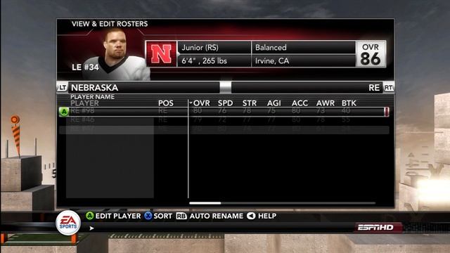 NEW* EA SPORTS NCAA Football 12 BIG 10 Default Roster Ratings