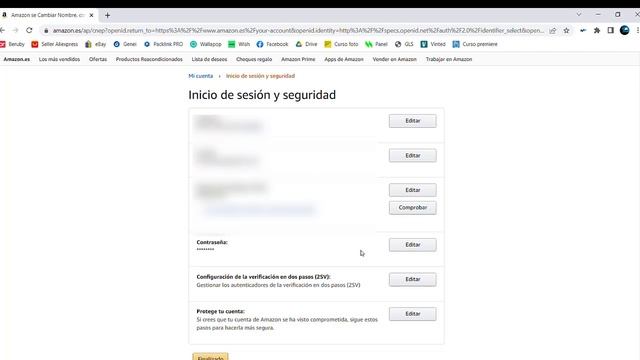 Como cambiar contraseña en Amazon