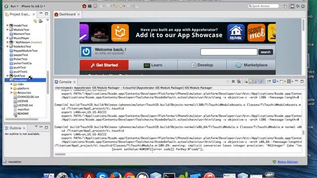 Import an iOS module and package then use on an app.