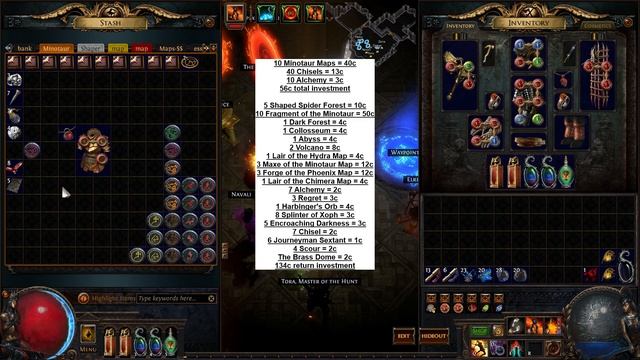 Path of Exile: 10 Minotaur Runs with Investment and Returns