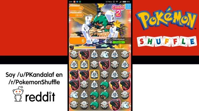 [Pokemon Shuffle] Fase Gradual Decidueye - 74+75 (Sin Items)