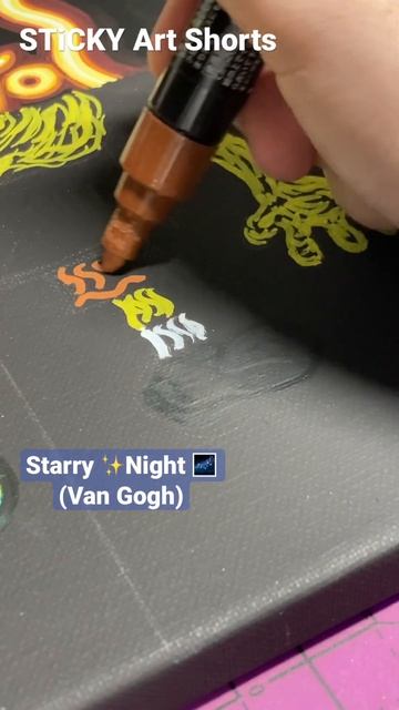 Painting SpongeBob But in Van Gogh Starry ✨Night 🌌 Style with Poscas #art #shorts #painting