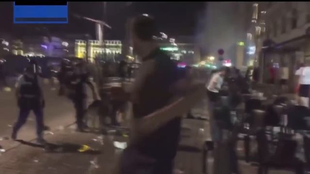 England fans fighting back up the Irish pub in Marseille (EURO 2016)