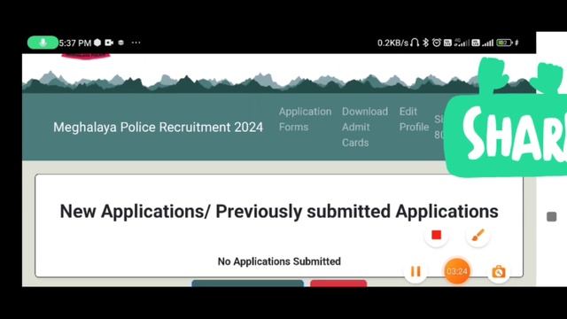 Kumno ban login bad edit profile ha ka phun ia ka Application Meghalaya police recruitment form