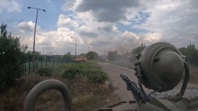 Ukraine - XX.07.2022. First-Person Footage Of Two Ukrainian BTR-80 Firing At Russian Positions.