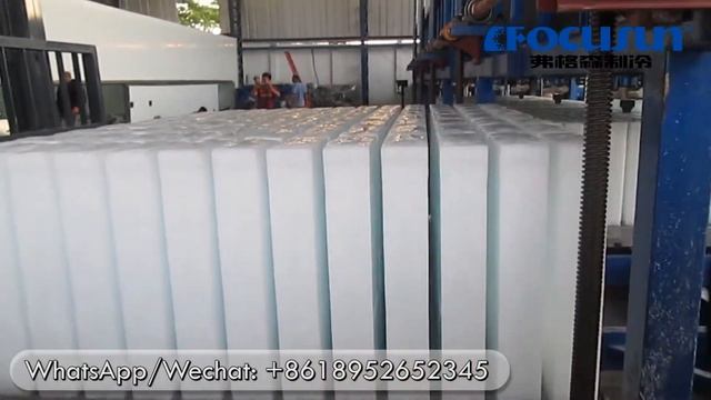 Direct block ice machine with automatic forklift system---Live Video