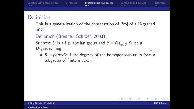 32 Kartik Roy - Quotients of algebraic varieties by tori