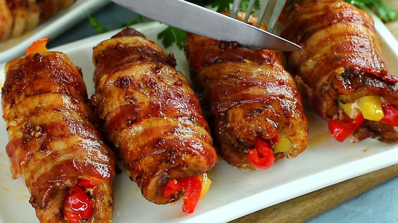 Сочное мясо с начинкой. Просто заверните его в бекон.