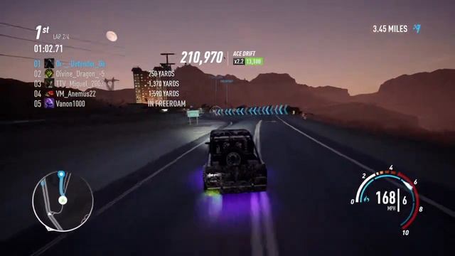 Need for Speed™ Payback: PB : Defender 110 record- 2:05:23