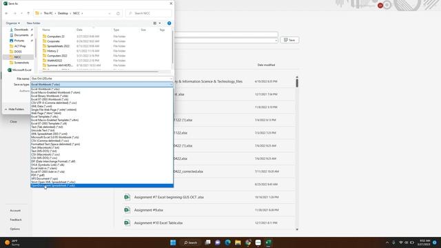 Saving Excel as Open Document Spreadsheet