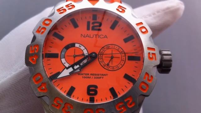 Men's Orange Nautica BFD Diver Multifunction Watch N16606G