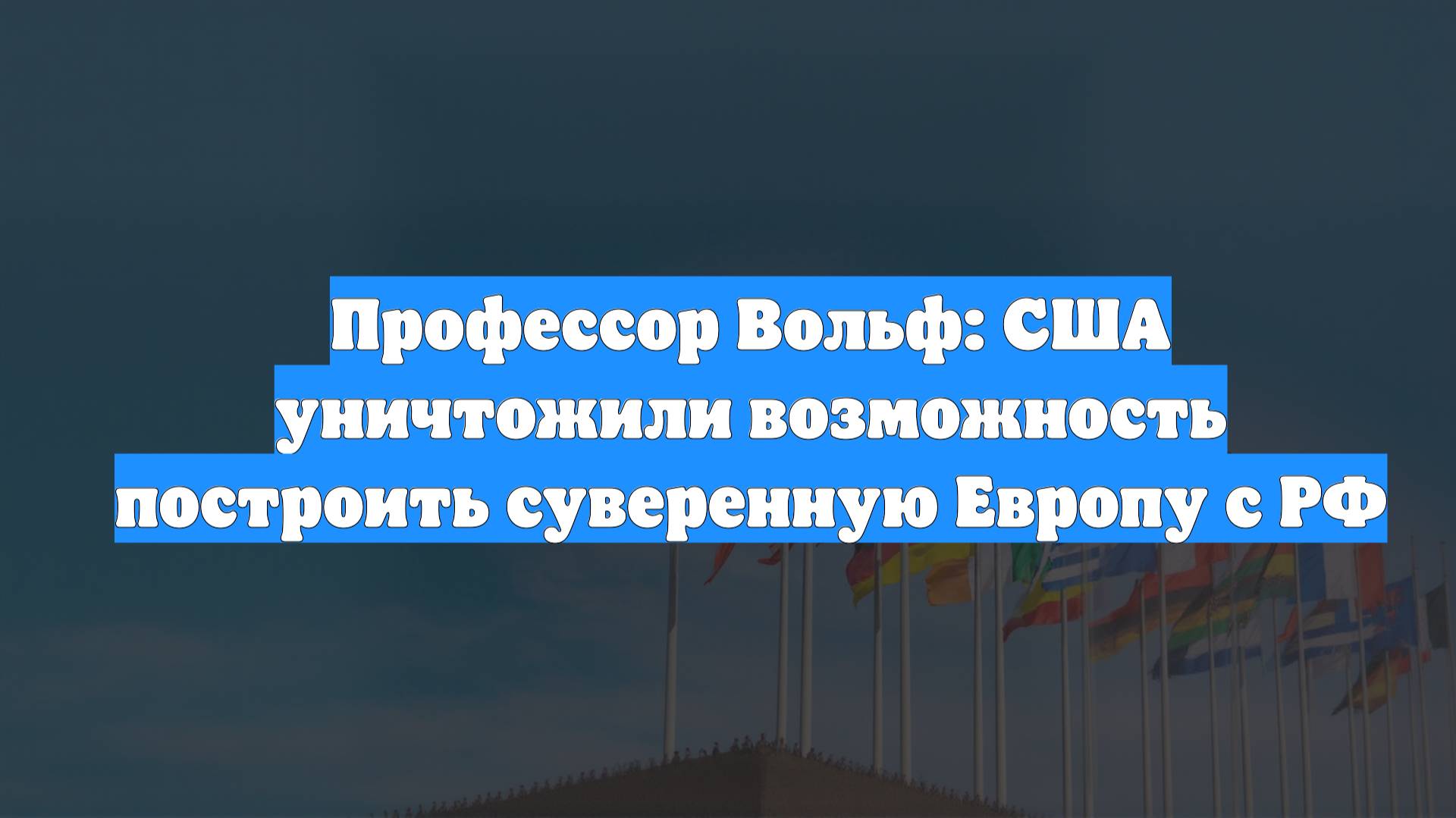 Профессор Вольф: США уничтожили возможность построить суверенную Европу с РФ
