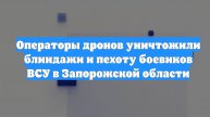 Операторы дронов уничтожили блиндажи и пехоту боевиков ВСУ в Запорожской области