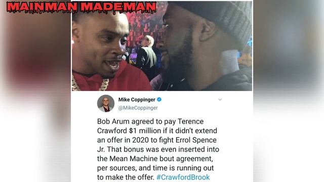 Bob Arum to pay TERENCE CRAWFORD 1Million $ Bonus if No ERROL SPENCE Offer ?