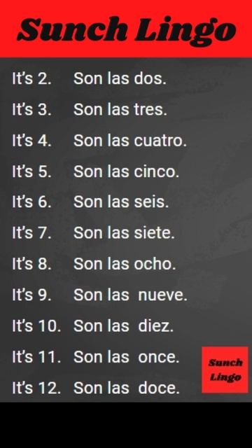 Time In Spanish. Hour.1