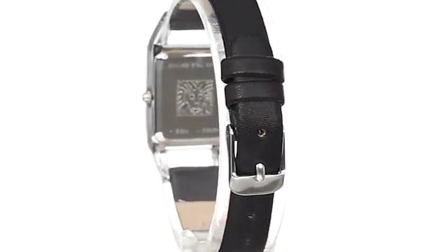 Anne Klein Women's AK 1479BKDB Diamond Accented Dial Black Leather Strap Watch