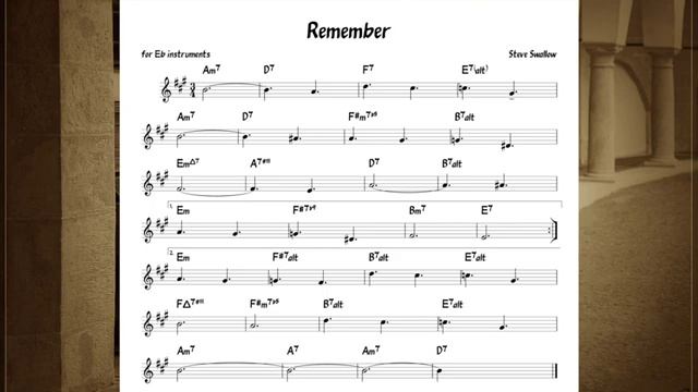 Remember (Steve Swallow) Backing track   score for Eb alto instruments(360P)