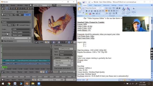 Blender- Step 2- Setting up for Video and Saving Format- 5-12- 2020